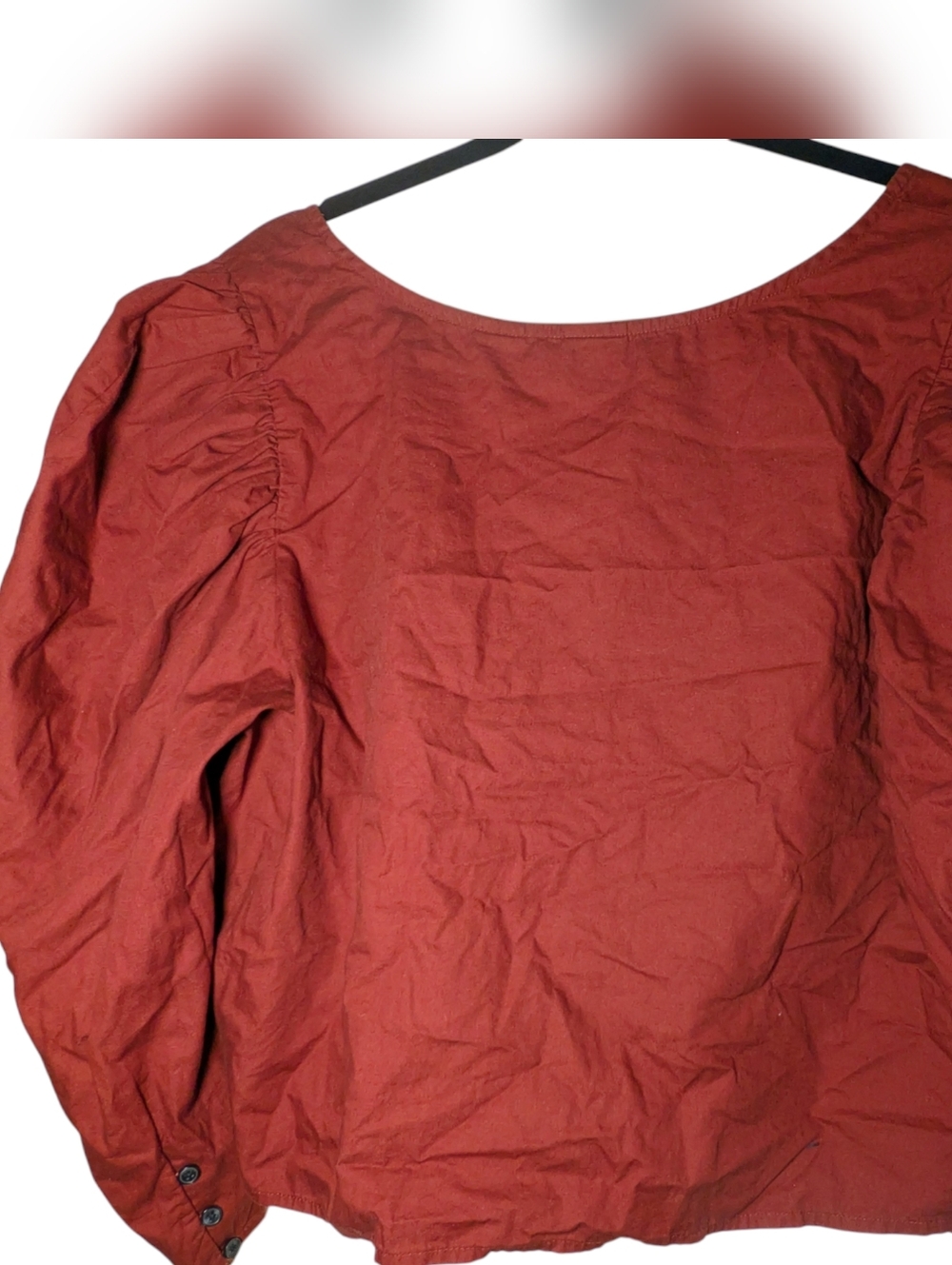 Levi's Red Rust Poplin Cropped Button Down Top Shacket XXL NWT - Picture 3 of 5